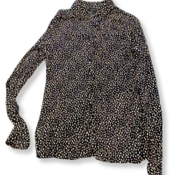 Long Tall Sally Collared Blouse Jersey Knit with Funky Geometric Print Sze Small - Picture 2 of 4